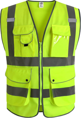 JKSafety Safety Vest for Men Women Reflective Hi Vis JK150 Yellow L