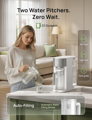 DREO Reverse Osmosis Water Filter Countertop, RO Filtration System, 3:1 Pure to Drain, TDS & Filter Life & 2 Autofill Pitchers, Install-Free, Self-Cleaning Water Purifier, RO Water Filter