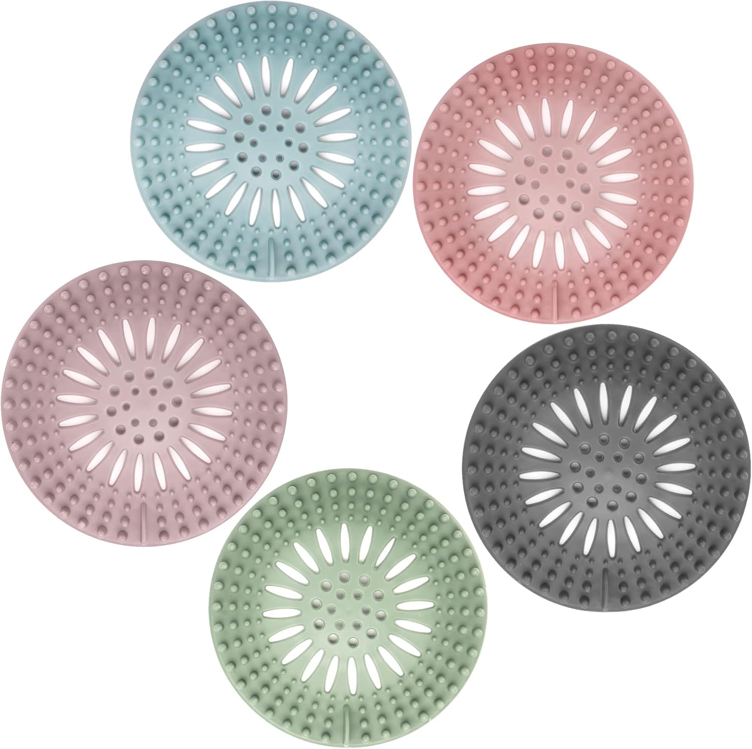 Gotega 5 Pack Sink Drain Strainer, Hair Catcher for Bathroom Tub Shower