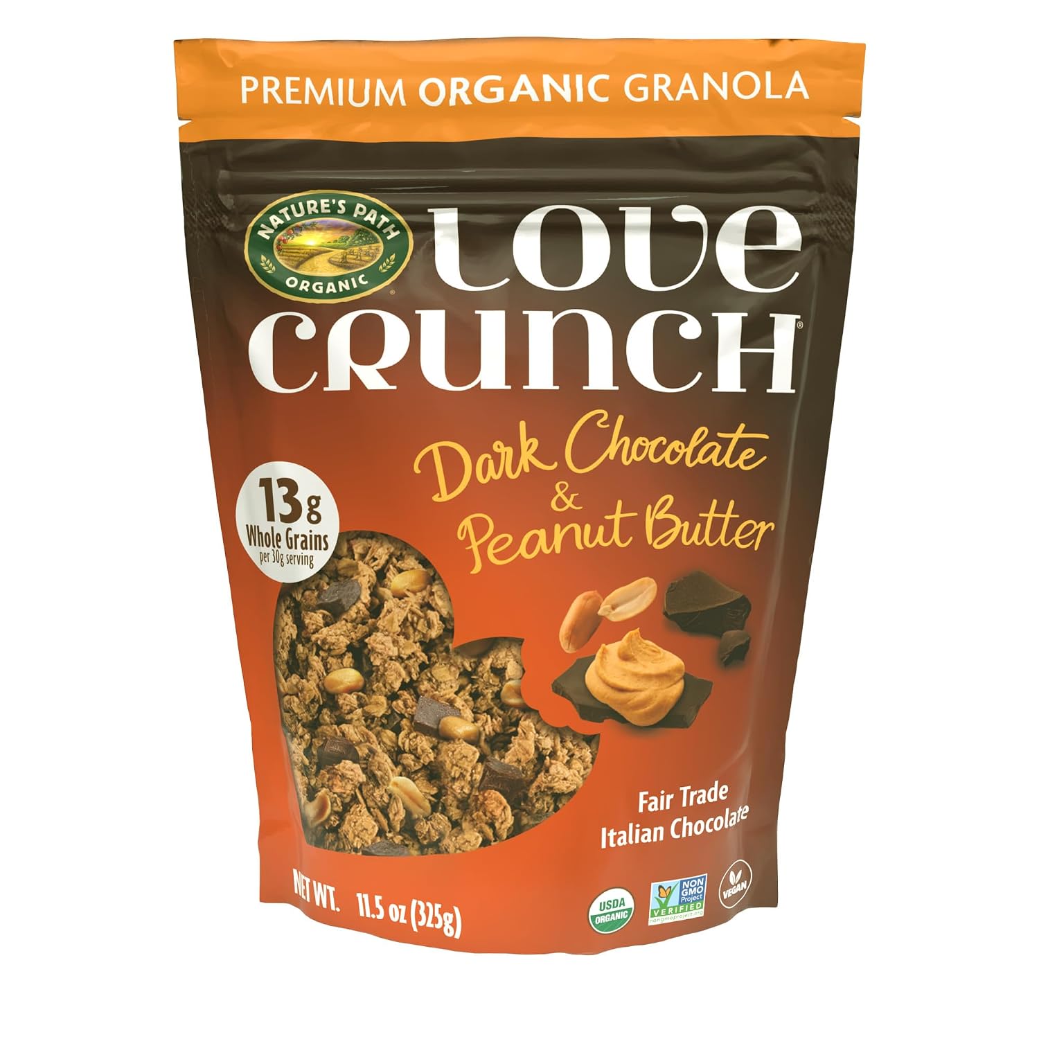 Love Crunch Dark Chocolate & Peanut Butter Granola, 11.5 oz (Pack of 6)
