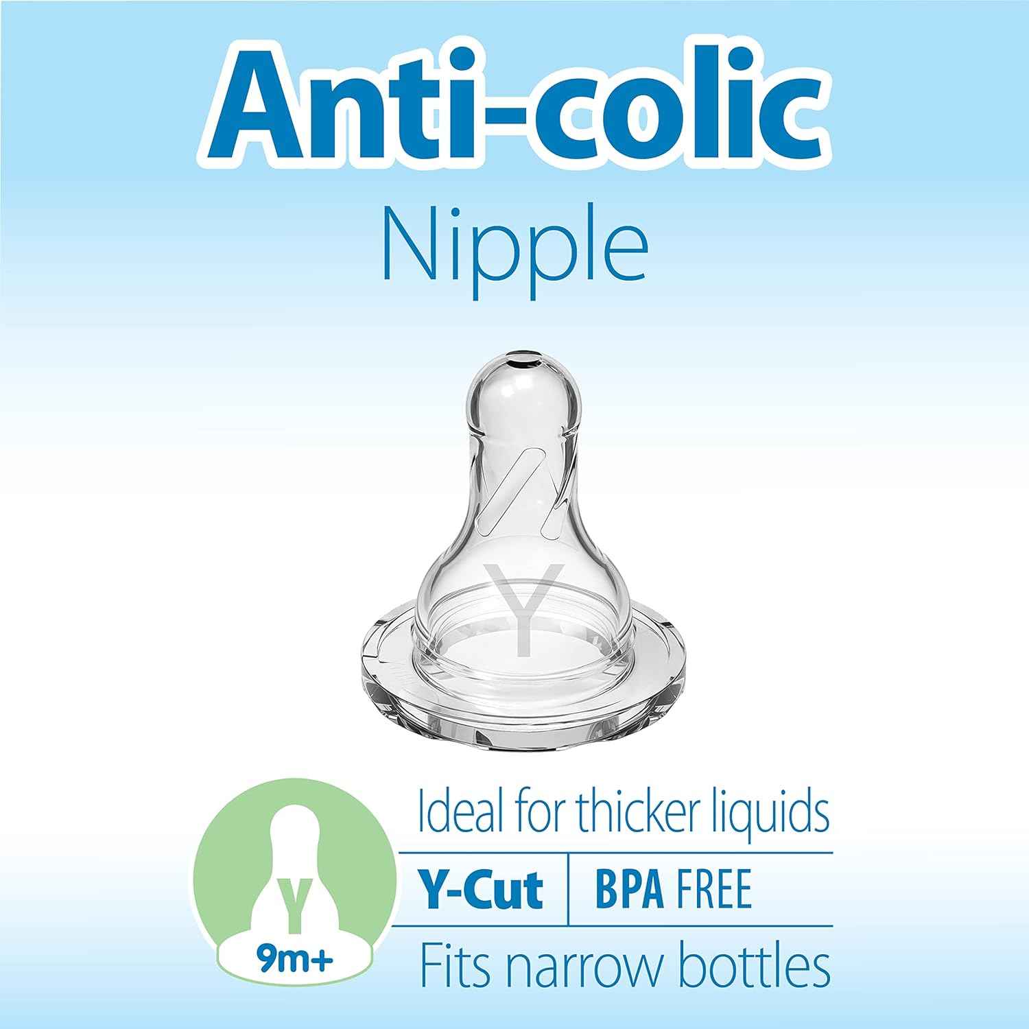 Dr. Brown’s Narrow Y-Cut Nipple, 9m+, 6-Pack