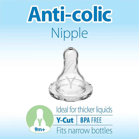 Dr. Brown’s Narrow Y-Cut Nipple, 9m+, 6-Pack
