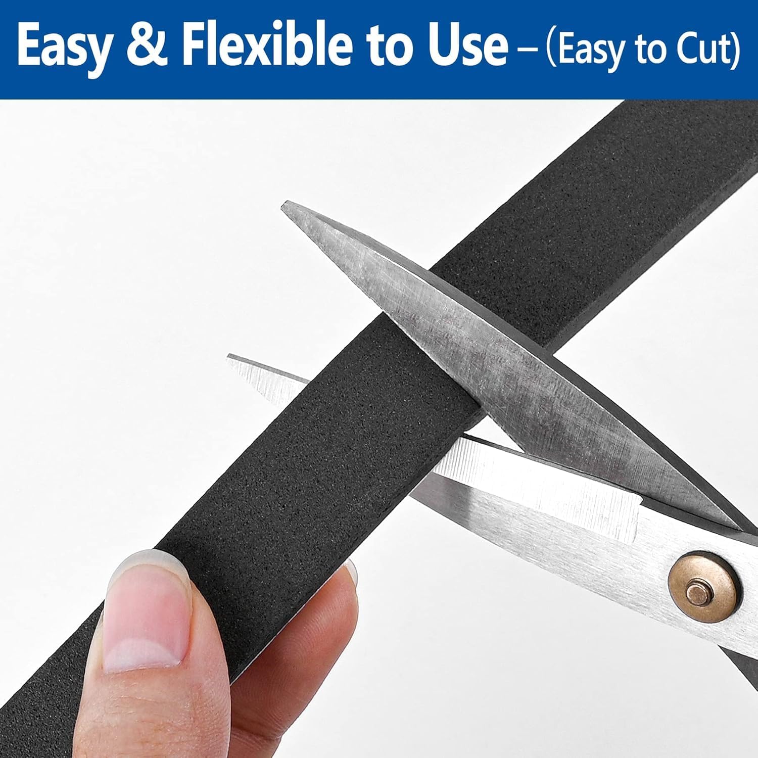 Kikerike Self Adhesive Foam Tape Weatherstrip 3/4In x 1/8In x 50Ft High Density Foam Insulation Strips Seal Weather Stripping with Strong Adhesive for Door and Window Sound Isolation Soundproofing