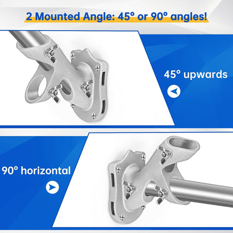 Anovo Flag Pole Kit- Stainless Steel 6 FT Flag Poles with1 Inch Metal 360° Rotating Flag Pole Rings Clip, Two-Position Flag Pole Holder Brackets Mounting for Outside House Outdoor Porch (6 FT-Sliver)