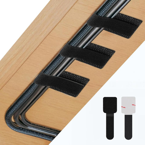 Abnii 50 PCS Hook and Loop Cable Ties, Under Desk Cable Management, Black