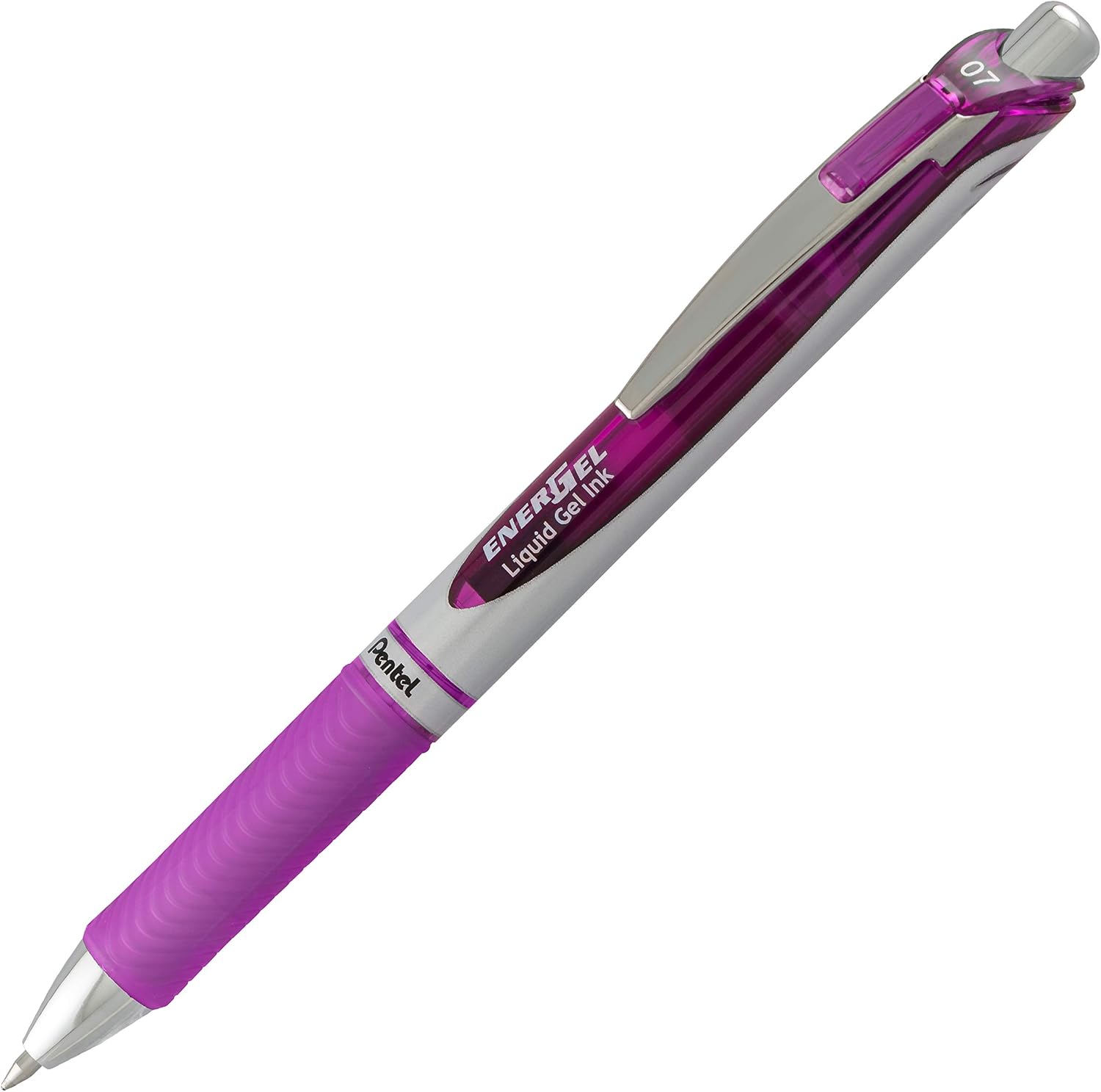 Pentel EnerGel RTX Retractable Liquid Gel Pen, (0.7mm), Medium Line, Metal Tip, Violet Ink, Box of 12 (BL77-V)