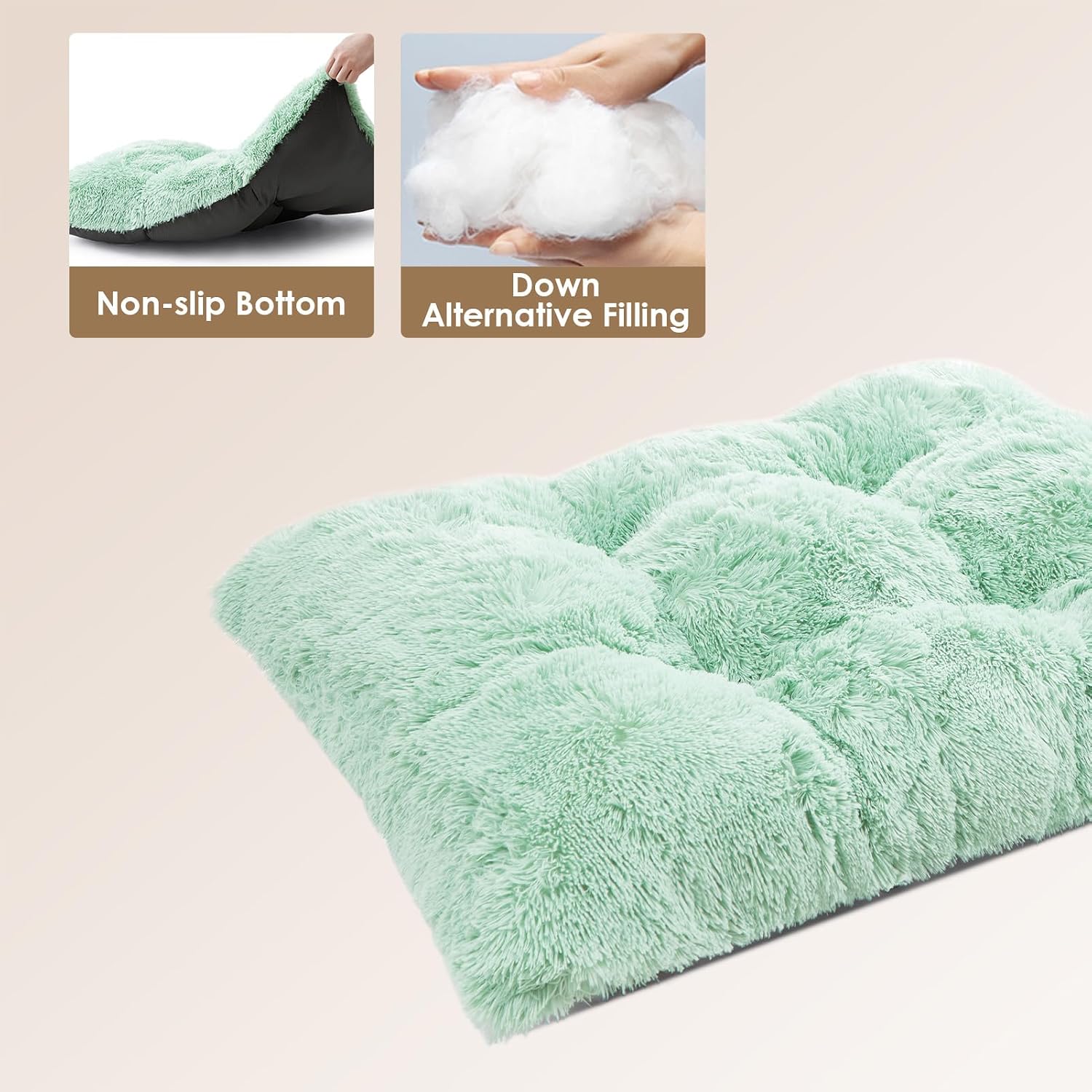 EHEYCIGA Fluffy Dog Crate Bed for Small Dogs, Plush Crate Pad, Apple Green