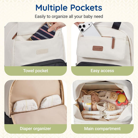 mommore Diaper Bag Backpack Travel Baby Bag with Changing Pad for Mom Dad