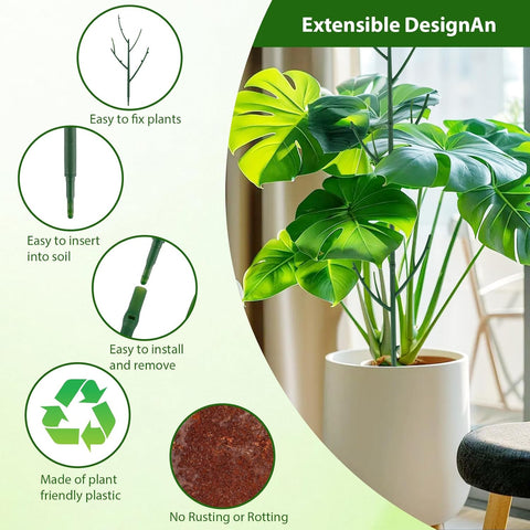 PERSZEN 6 Pack Stackable Monstera Plant Support, Plant Stakes for Indoor and Outdoor Plants Use, Garden Stakes for Climbing and Potted Plants, Pothos, Philodendron