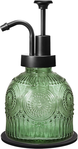 Amolliar 8 Oz Glass Vintage Soap Dispenser Plastic Pump,Green