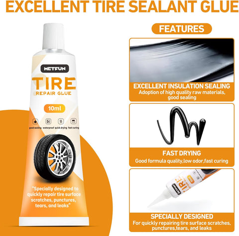 40 PCS Quick Fix Screw-in Tire Plug Kit with 2 Tubes of Sealant Glue