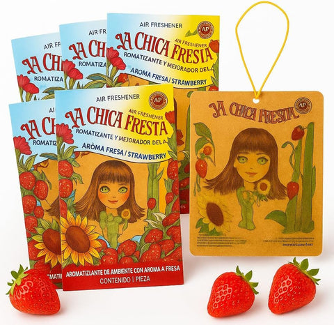 6 pack Strawberry La Chica Fresita air Fresheners Aromatizante Fresa