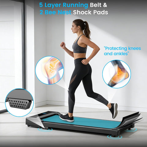 Walking Pad Treadmill for Home - Under Desk Walking and Running with Remote Control Portable Electric Machine Adjustable Slim Compact with 0.6-4.0MPH Modes Max up 265 Lbs for Home Office