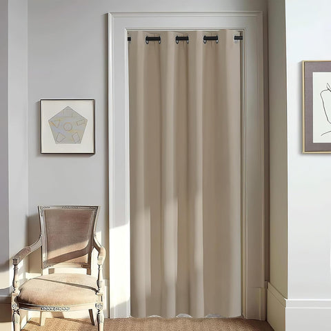 NICETOWN Door Curtain for Closet Doors 80 Inches Long 1 Panel, Blackout Doorway Curtain for Open Closet Bedroom, Room Divider Living Room for Privacy (Taupe, 1 Panel, 46W x 80L)