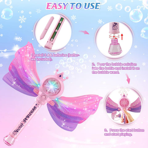 Bubble Wand for Kids, LED Light Music Bubble Toys Girl Gifts Age 3+