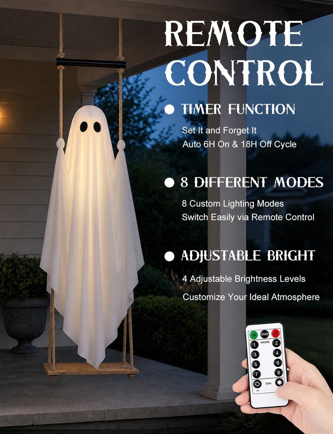 Halloween Decorations Outdoor 4.6FT Large Pre-Assembled Hanging Swing Ghost