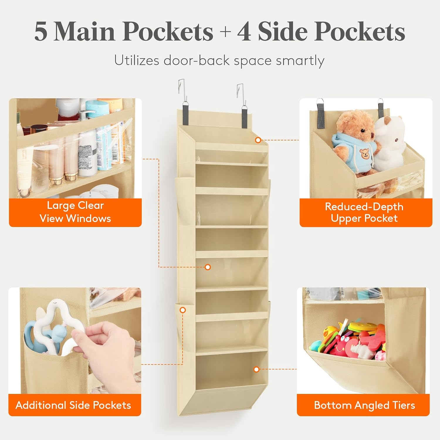 Lifewit Organizador Colgante para Puerta, 5 Niveles, para Cocina, Beige