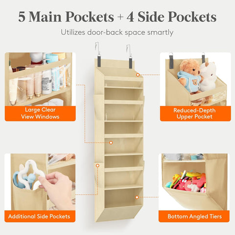 Lifewit Organizador Colgante para Puerta, 5 Niveles, para Cocina, Beige