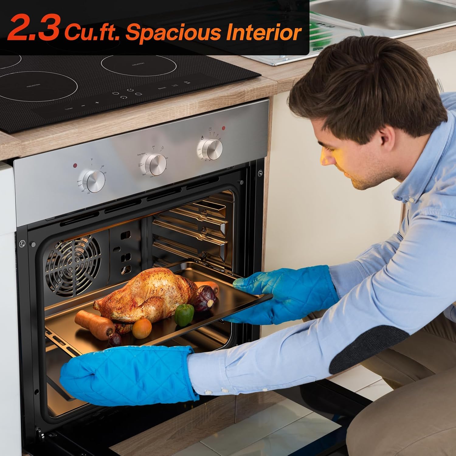 Empava 24 inch Electric Single Wall Oven 6 Cooking Funcitons