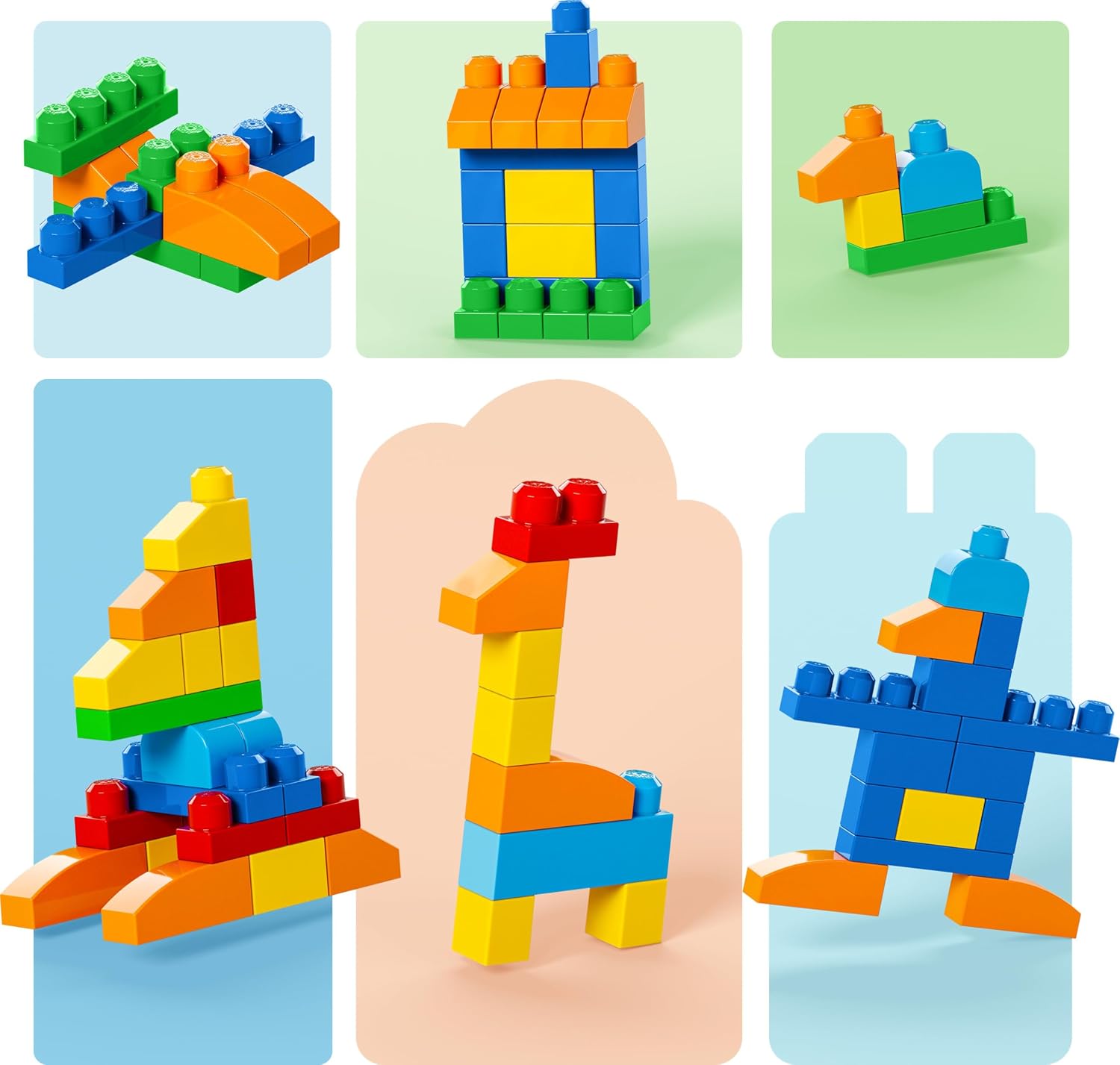 MEGA BLOKS First Builders Deluxe Building Bag Toddler Block Toys Set, Red