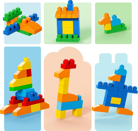 MEGA BLOKS First Builders Deluxe Building Bag Toddler Block Toys Set, Red