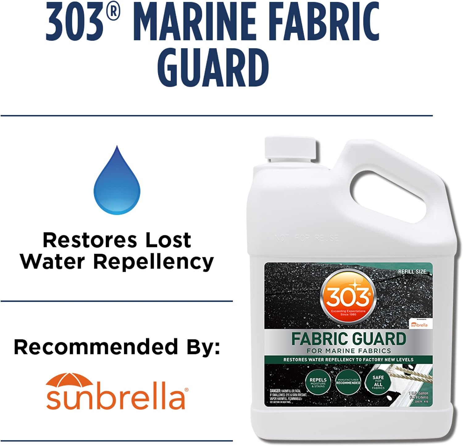 303 Marine Fabric Guard for Boat Covers & Canvas, 1 Gallon