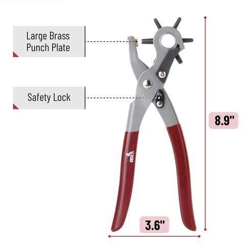 UNCO Leather Punch Tool with Multi-Hole Sizes, Belt & Leather Puncher