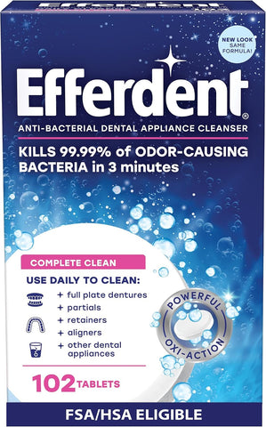 Efferdent Denture Cleaner Tablets, Complete Clean, 102 Count