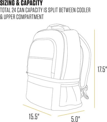 Carhartt Unisex Insulated 24 Can Two Compartment Cooler Backpack