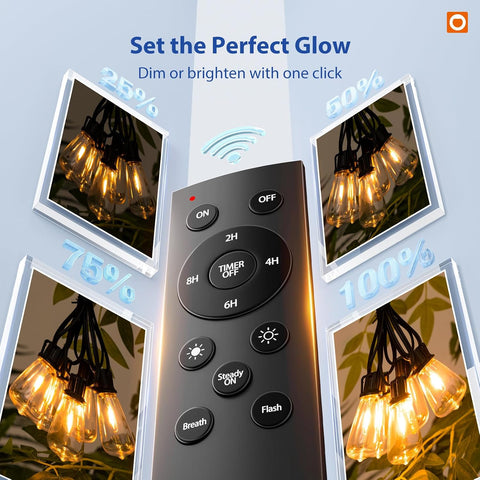addlon 200FT(50FT*4) Outdoor String Lights ST38 LED with Remote Waterproof