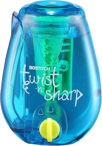 Bostitch Twist-n-Sharp Handheld Pencil Sharpener for Kids, Blue