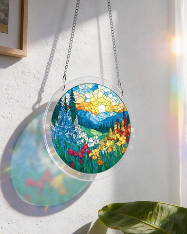 WOODBESTS Acrylic Suncatcher Puzzle-Flowers Sun Catcher 7.4in