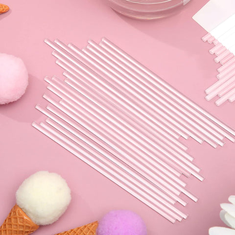 Zopeal 200 Pcs Acrylic Lollipop Stick Cake Pop Rod, 4 x 0.12 Inches, Clear