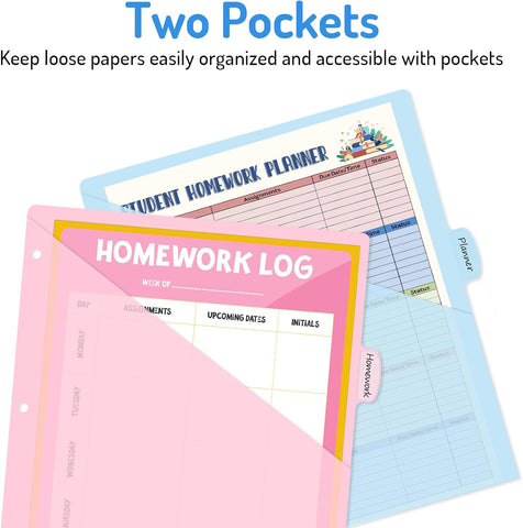 Forvencer 8 Count Dividers with Two Pockets, 8 tab Binder Dividers