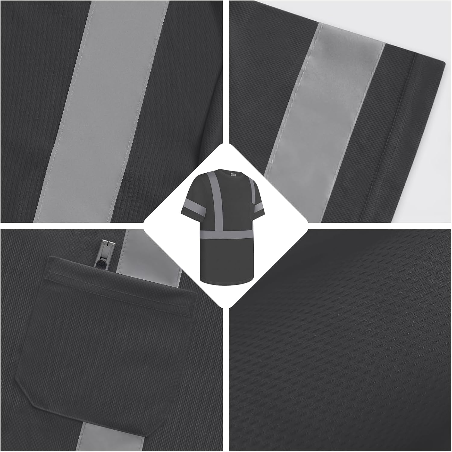 High Visibility Shirts for Men Class 2 Hi Vis Reflective Safety ConstrUCRtion Shirts for Men Women, Short Sleeve Work Shirts, Meet ANSI, Durable & Breathable, UCR-Dark Grey L,3PACK