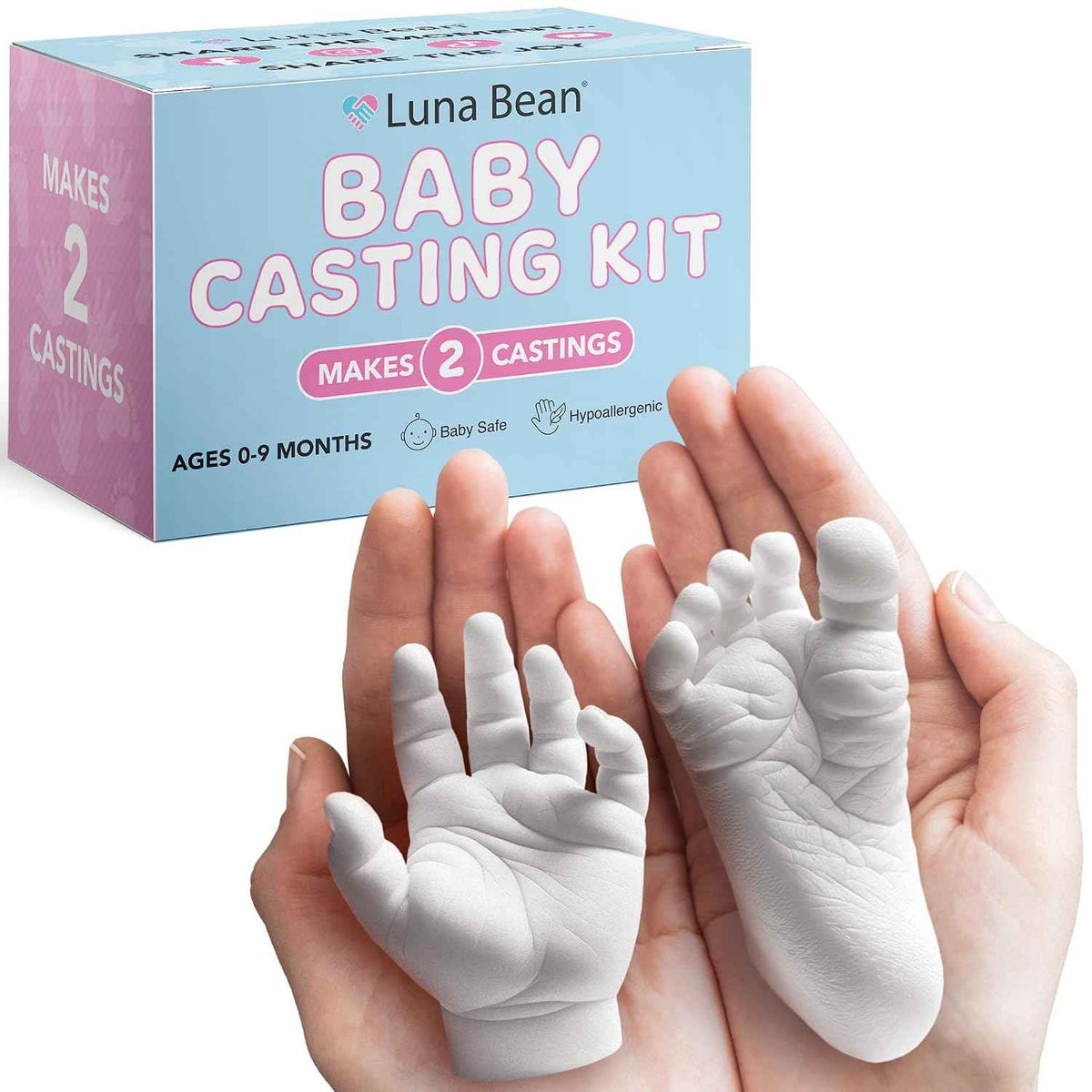 Luna Bean Baby Casting Kit - Hand & Foot Keepsake Mold, 2pc, New Mom Gift