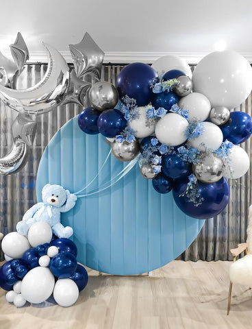 Navy Blue and Silver Balloon Garland Arch Kit, 134 Pcs Birthday Party Decor