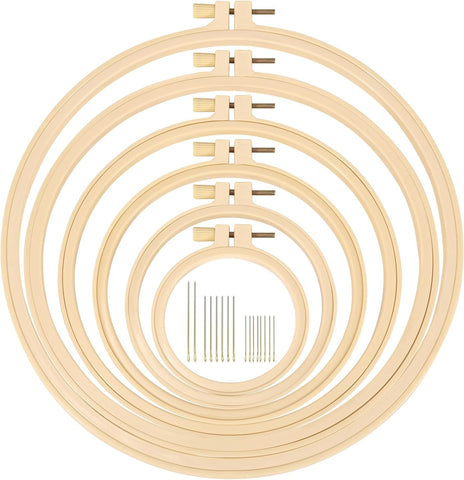 Caydo 6 Pieces Embroidery Hoops with 16 Pieces Needles, 3 Inch to 10 Inch