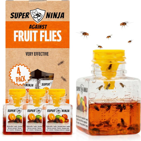 Super Ninja Fruit Fly Traps for Indoors, 4 Pack