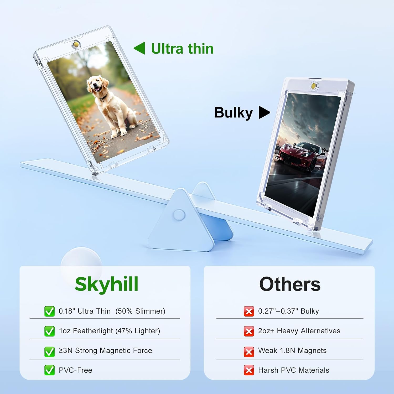 SkyHill 200ct Magnetic Card Holder, 35pt Slim One Touch Hard Card Case