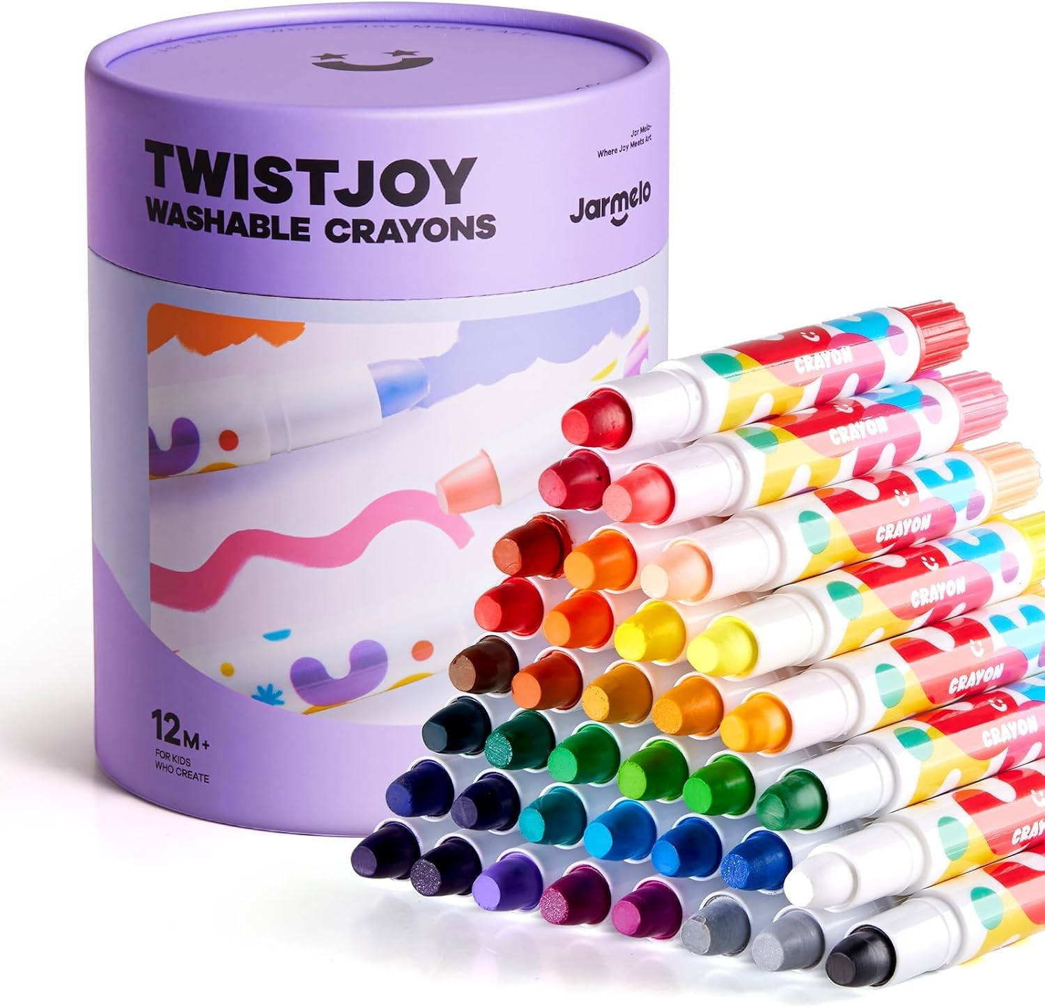 Jar Melo Jumbo Crayons for Toddlers, 36 Colors TwistJoy Washable Crayon