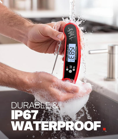 Meat Thermometer Digital, Food Thermometer for Cooking, Red, 2 Pack