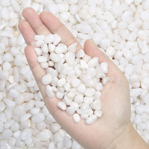 Natural Polished Decorative White Pebbles - 2 LB Small Stones 3/8" Gravel Size,River Rocks Pebbles for Plants, Home DIY Decor,Aquarium Gravel,Vase Fillers,Fairy Garden,Landscaping Outdoor Stones