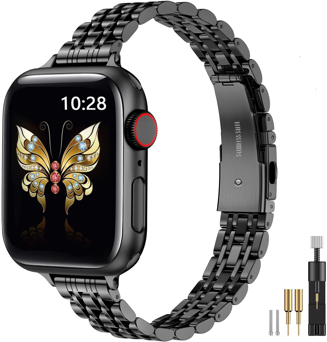MioHHR Slim Metal Band Compatible with Apple Watch Bands 42/41/40/38mm