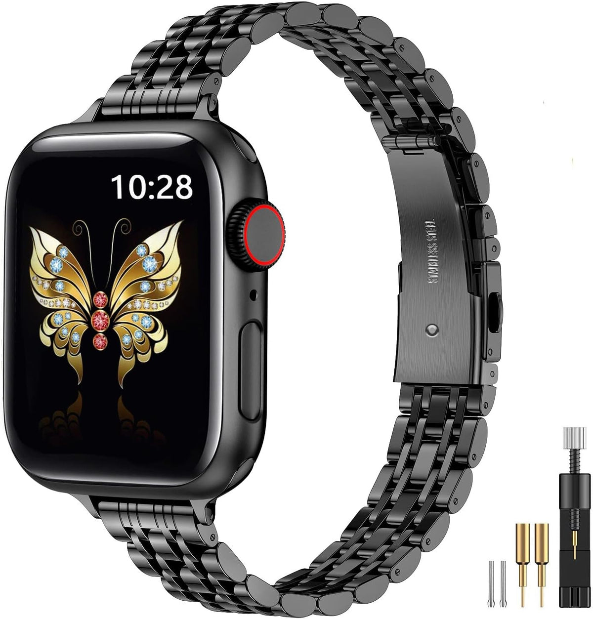 MioHHR Slim Metal Band Compatible with Apple Watch Bands 42/41/40/38mm