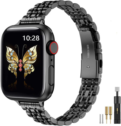 MioHHR Slim Metal Band Compatible with Apple Watch Bands 42/41/40/38mm