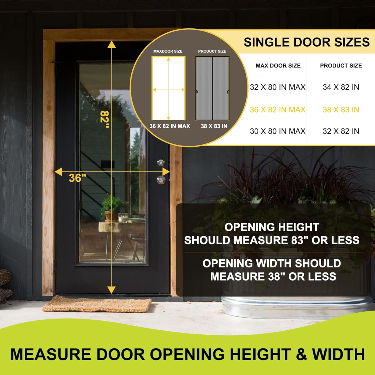 Iduontis Magnetic Screen Door - Fits Door Opening 36 x 82 in, Actual Screen Size 38"x83", Hands Free Mesh Partition,Heavy Duty Curtain Keeps Bugs Out, Frame Hook & Loop, Pet and Kid Friendly
