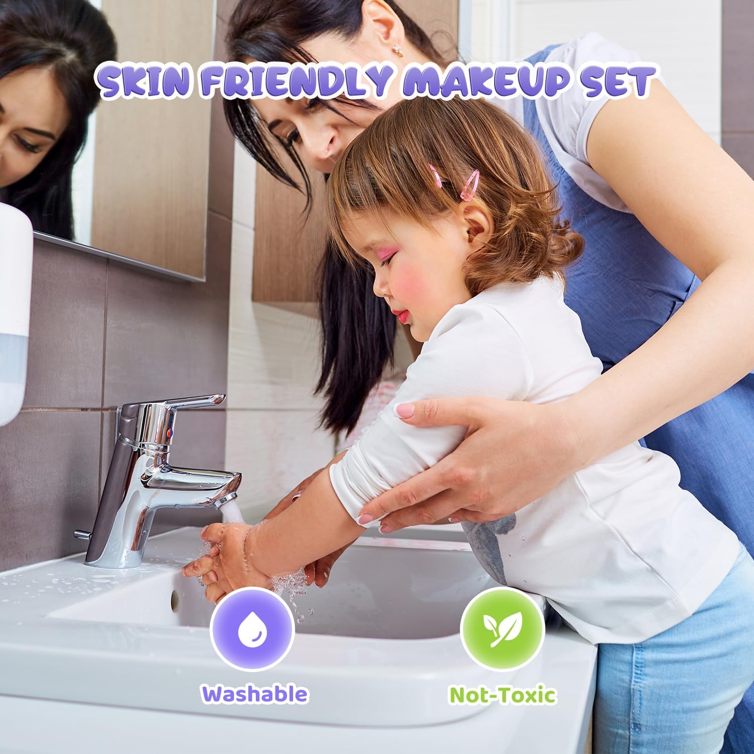 56 Pcs Kids Makeup Set for Girls, Washable Real Cosmetic Toddler Makeup Kit