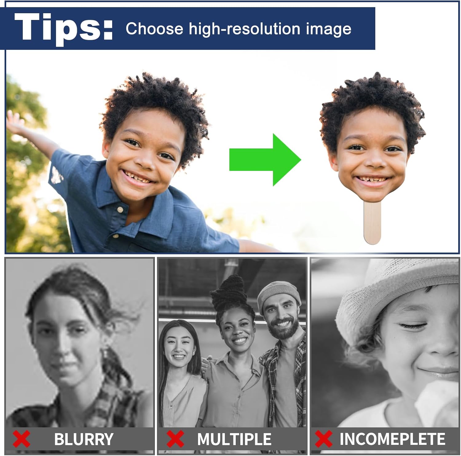 Big Head Cutout on a Stick, 6" to 48", Custom Photo, 1 PC