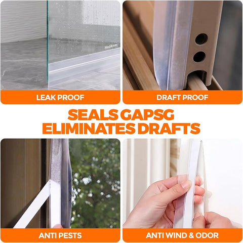 Holikme Weather Stripping Door Seal, Shower Door Bottom Seal, 1.4" W-16.5Ft